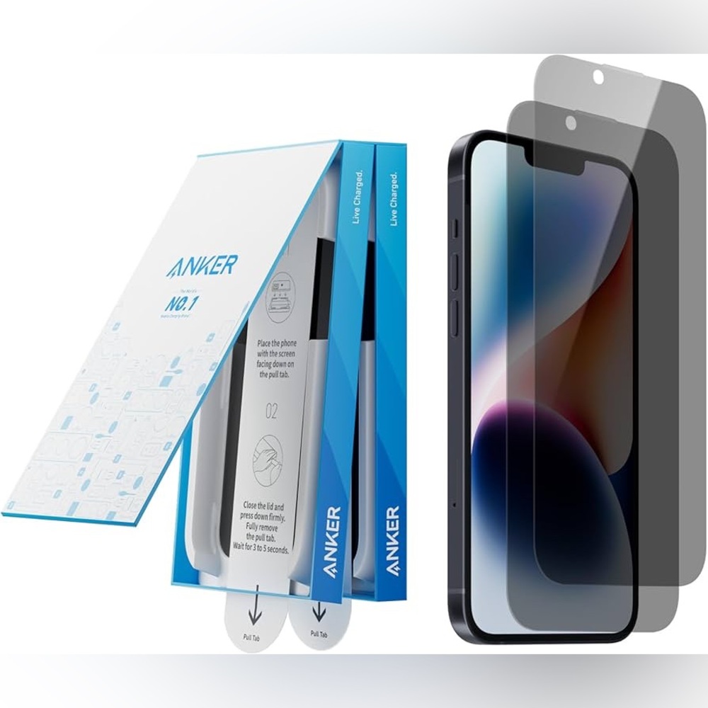 Anker easy fit screen protector kit 2 pack for iPhone 15 plus